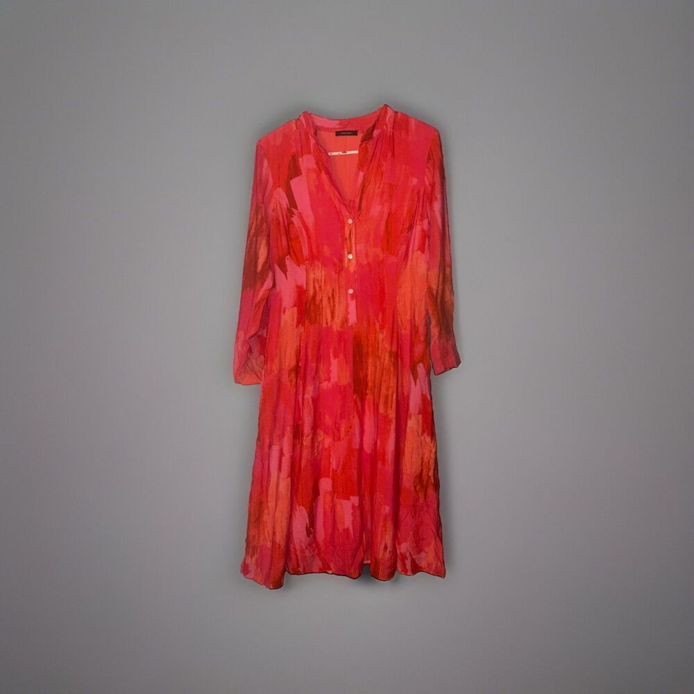 Natori Floral Button Front Shirt Dress Size 6 Multi D29